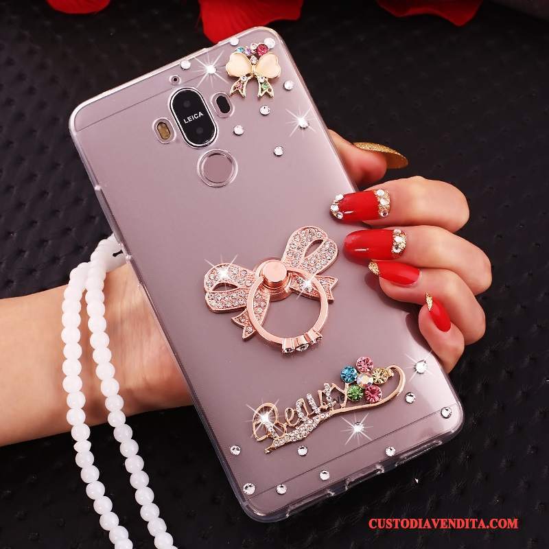 Custodia Huawei Mate 10 Pro Strass Ornamenti Appesi Tutto Incluso, Cover Huawei Mate 10 Pro Silicone Blu Cravatta A Farfalla