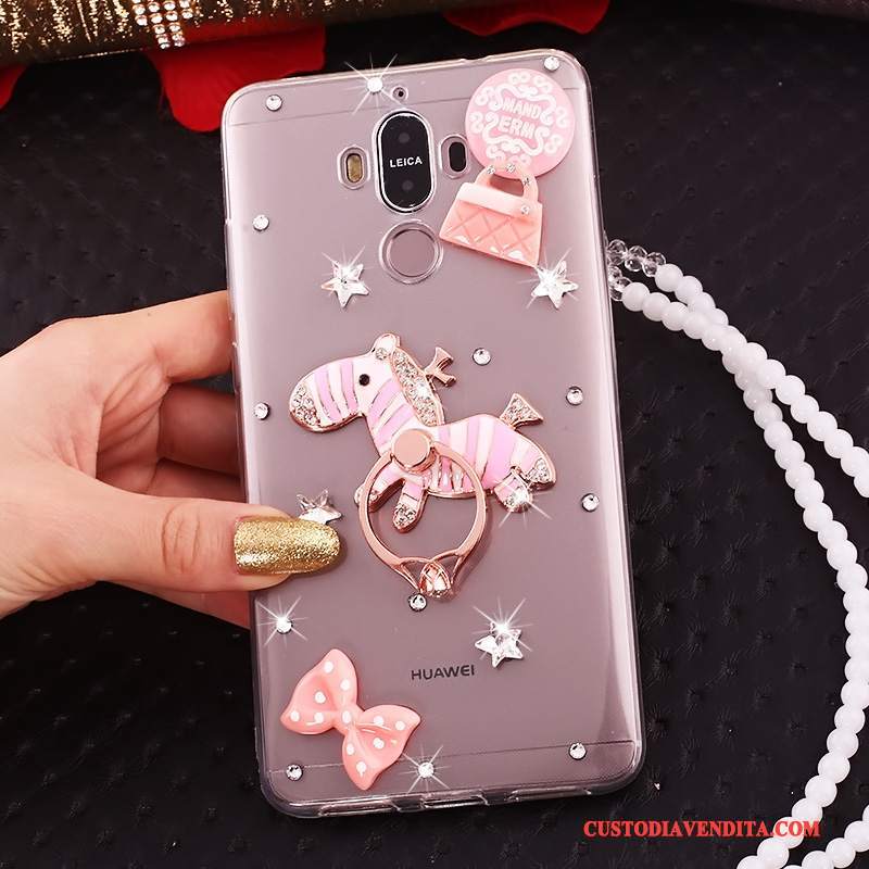 Custodia Huawei Mate 10 Pro Strass Ornamenti Appesi Tutto Incluso, Cover Huawei Mate 10 Pro Silicone Blu Cravatta A Farfalla