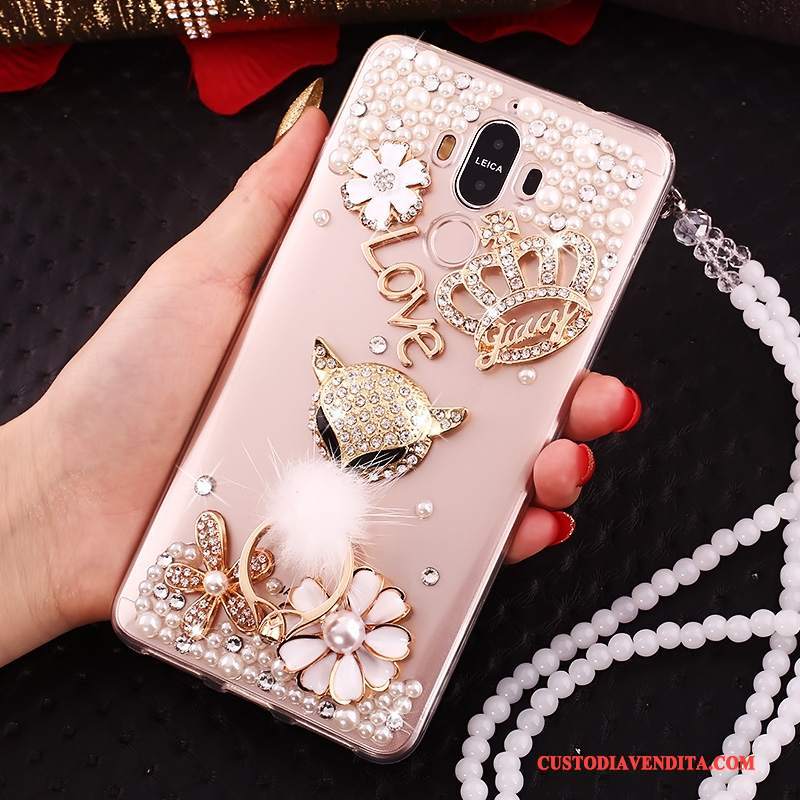 Custodia Huawei Mate 10 Pro Strass Ornamenti Appesi Tutto Incluso, Cover Huawei Mate 10 Pro Silicone Blu Cravatta A Farfalla