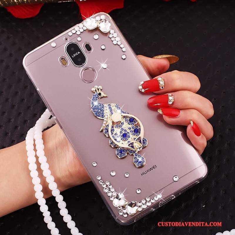 Custodia Huawei Mate 10 Pro Strass Ornamenti Appesi Tutto Incluso, Cover Huawei Mate 10 Pro Silicone Blu Cravatta A Farfalla