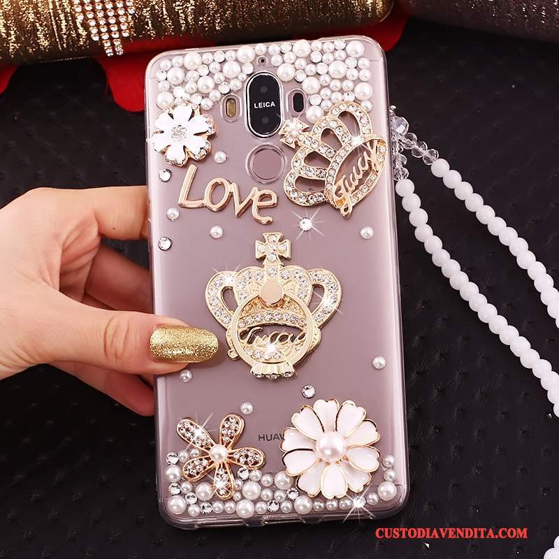 Custodia Huawei Mate 10 Pro Strass Ornamenti Appesi Tutto Incluso, Cover Huawei Mate 10 Pro Silicone Blu Cravatta A Farfalla