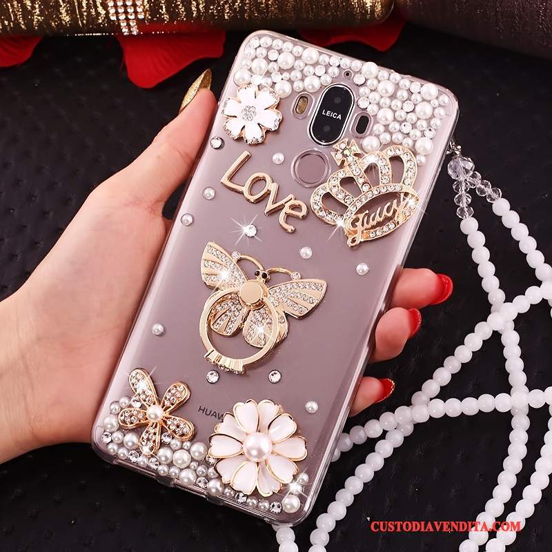 Custodia Huawei Mate 10 Pro Strass Ornamenti Appesi Tutto Incluso, Cover Huawei Mate 10 Pro Silicone Blu Cravatta A Farfalla