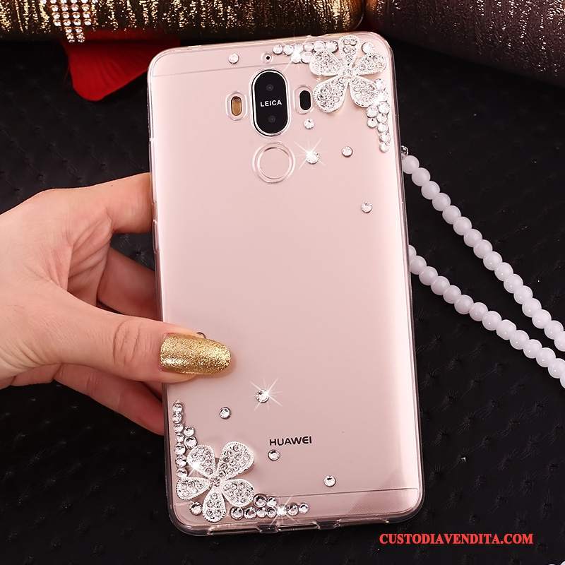 Custodia Huawei Mate 10 Pro Strass Ornamenti Appesi Tutto Incluso, Cover Huawei Mate 10 Pro Silicone Blu Cravatta A Farfalla