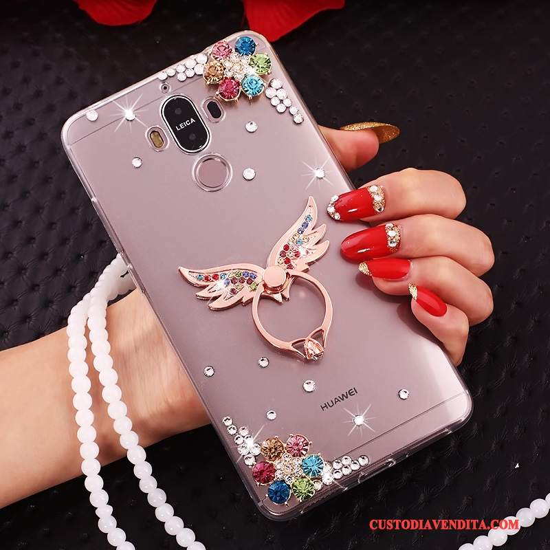 Custodia Huawei Mate 10 Pro Strass Ornamenti Appesi Tutto Incluso, Cover Huawei Mate 10 Pro Silicone Blu Cravatta A Farfalla