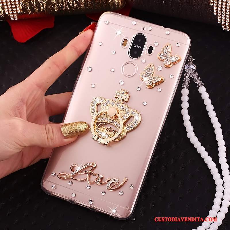 Custodia Huawei Mate 10 Pro Strass Ornamenti Appesi Tutto Incluso, Cover Huawei Mate 10 Pro Silicone Blu Cravatta A Farfalla