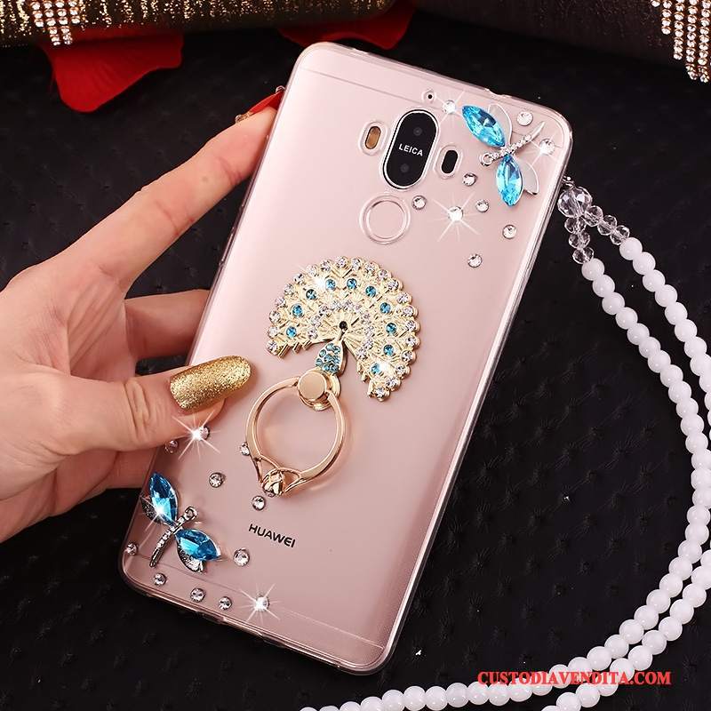 Custodia Huawei Mate 10 Pro Strass Ornamenti Appesi Tutto Incluso, Cover Huawei Mate 10 Pro Silicone Blu Cravatta A Farfalla