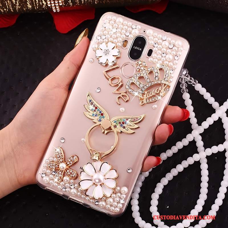 Custodia Huawei Mate 10 Pro Strass Ornamenti Appesi Tutto Incluso, Cover Huawei Mate 10 Pro Silicone Blu Cravatta A Farfalla