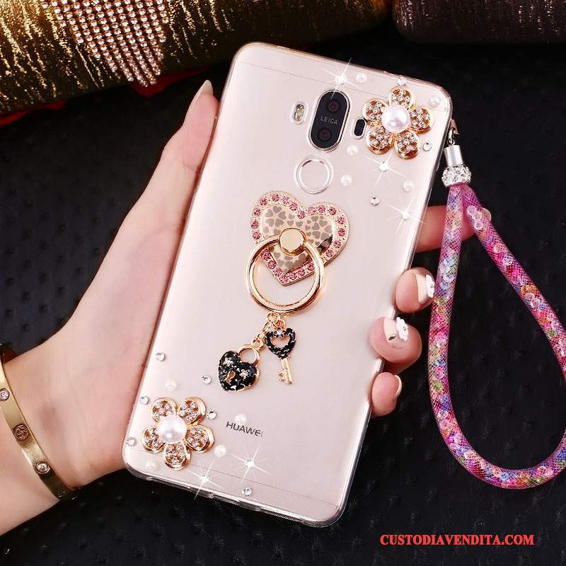 Custodia Huawei Mate 10 Pro Strass Ornamenti Appesitelefono, Cover Huawei Mate 10 Pro Protezione Tendenza Rosa