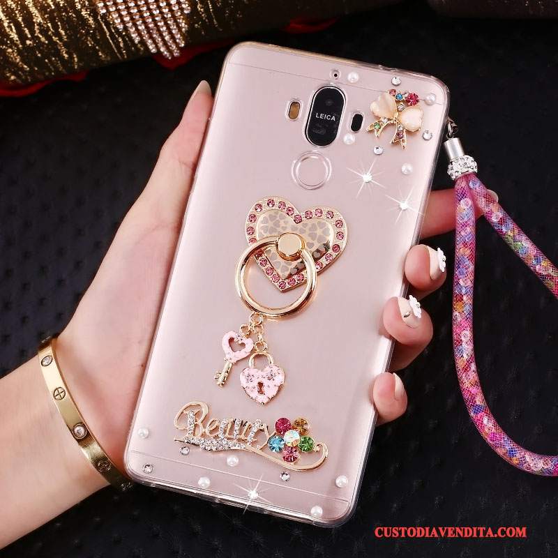 Custodia Huawei Mate 10 Pro Strass Ornamenti Appesitelefono, Cover Huawei Mate 10 Pro Protezione Tendenza Rosa