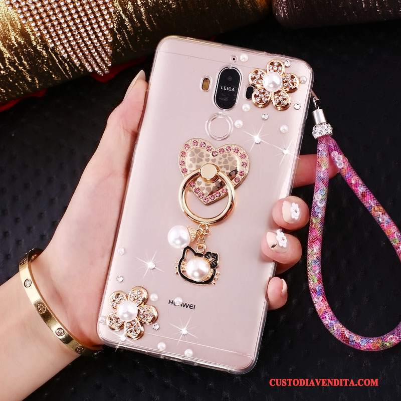 Custodia Huawei Mate 10 Pro Strass Ornamenti Appesitelefono, Cover Huawei Mate 10 Pro Protezione Tendenza Rosa