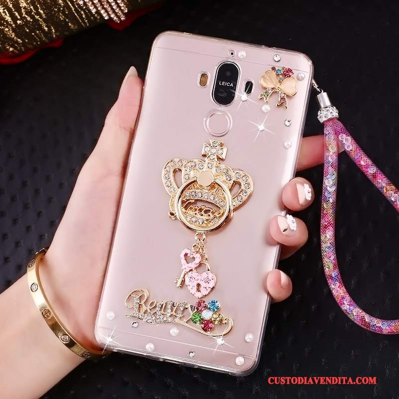 Custodia Huawei Mate 10 Pro Strass Ornamenti Appesitelefono, Cover Huawei Mate 10 Pro Protezione Tendenza Rosa