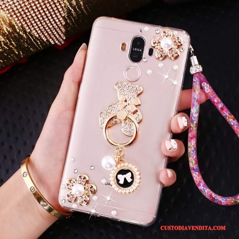 Custodia Huawei Mate 10 Pro Strass Ornamenti Appesitelefono, Cover Huawei Mate 10 Pro Protezione Tendenza Rosa