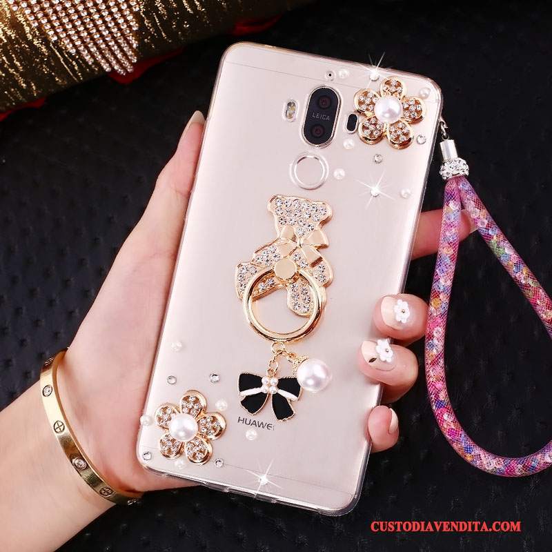 Custodia Huawei Mate 10 Pro Strass Ornamenti Appesitelefono, Cover Huawei Mate 10 Pro Protezione Tendenza Rosa