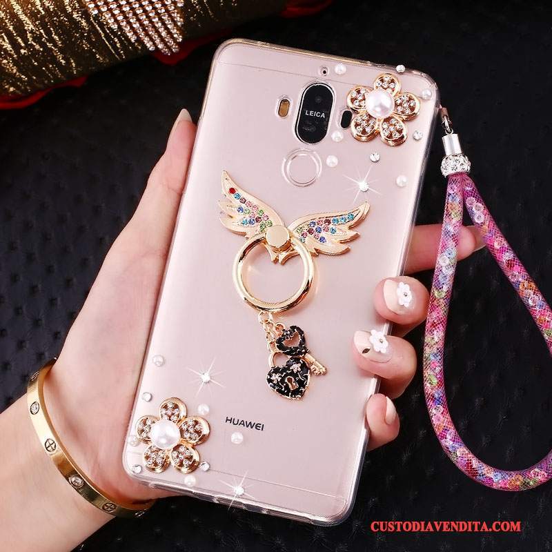 Custodia Huawei Mate 10 Pro Strass Ornamenti Appesitelefono, Cover Huawei Mate 10 Pro Protezione Tendenza Rosa