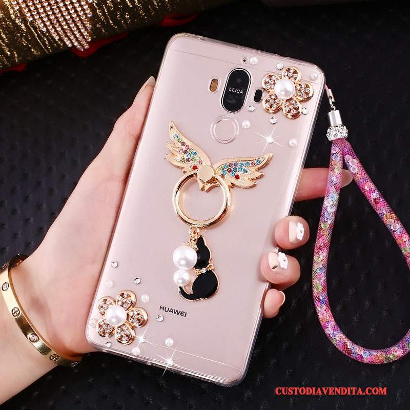 Custodia Huawei Mate 10 Pro Strass Ornamenti Appesitelefono, Cover Huawei Mate 10 Pro Protezione Tendenza Rosa