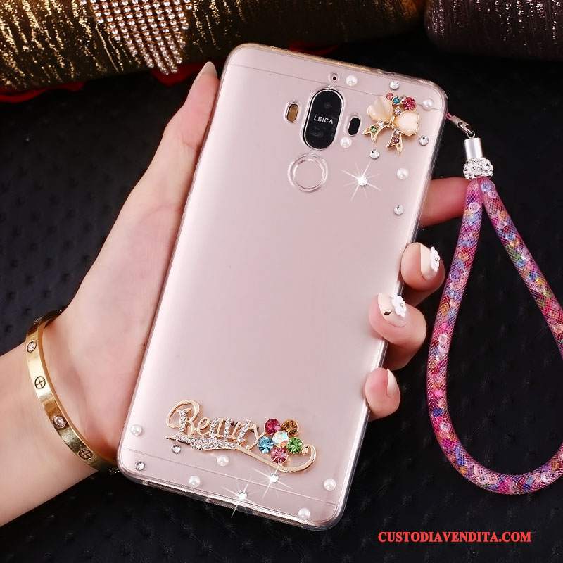 Custodia Huawei Mate 10 Pro Strass Ornamenti Appesitelefono, Cover Huawei Mate 10 Pro Protezione Tendenza Rosa