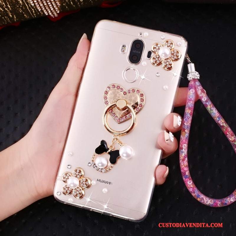 Custodia Huawei Mate 10 Pro Strass Ornamenti Appesitelefono, Cover Huawei Mate 10 Pro Protezione Tendenza Rosa