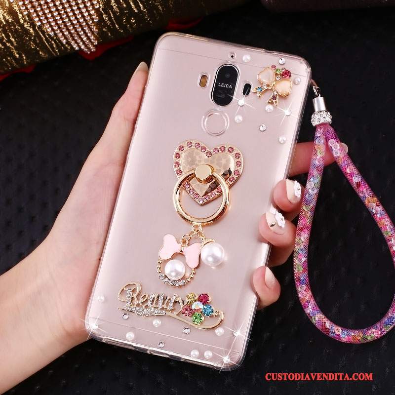 Custodia Huawei Mate 10 Pro Strass Ornamenti Appesitelefono, Cover Huawei Mate 10 Pro Protezione Tendenza Rosa