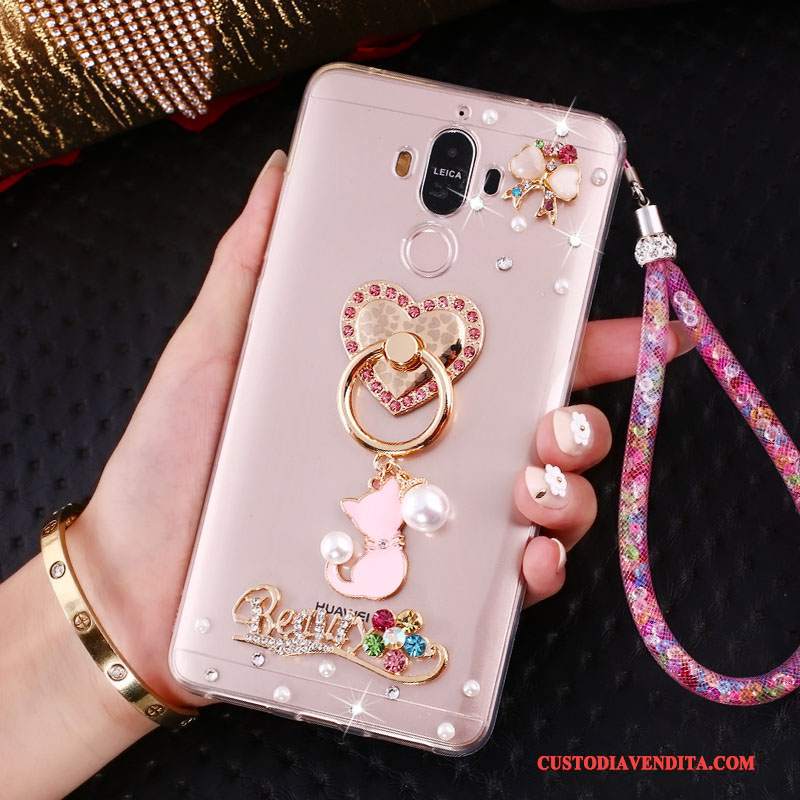 Custodia Huawei Mate 10 Pro Strass Ornamenti Appesitelefono, Cover Huawei Mate 10 Pro Protezione Tendenza Rosa