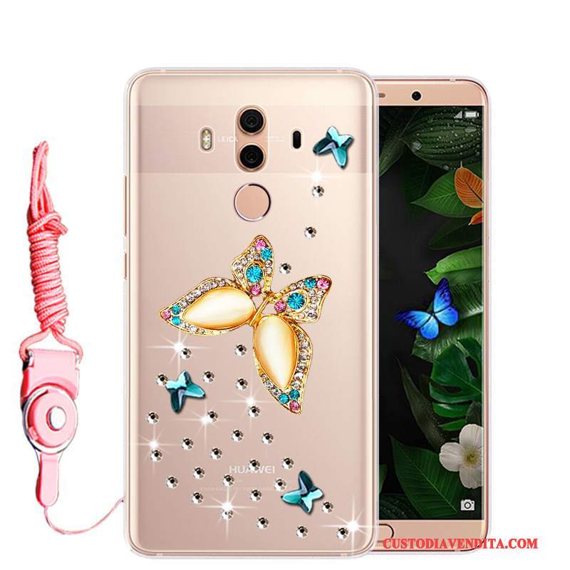 Custodia Huawei Mate 10 Pro Strass Telefono Rosa, Cover Huawei Mate 10 Pro Protezione Morbido Anti-caduta