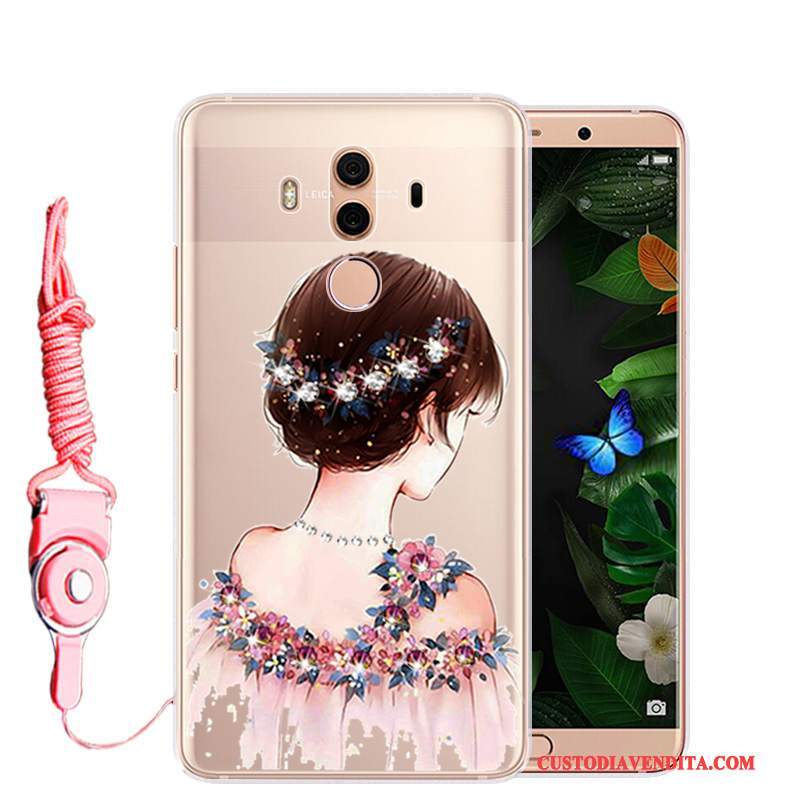 Custodia Huawei Mate 10 Pro Strass Telefono Rosa, Cover Huawei Mate 10 Pro Protezione Morbido Anti-caduta