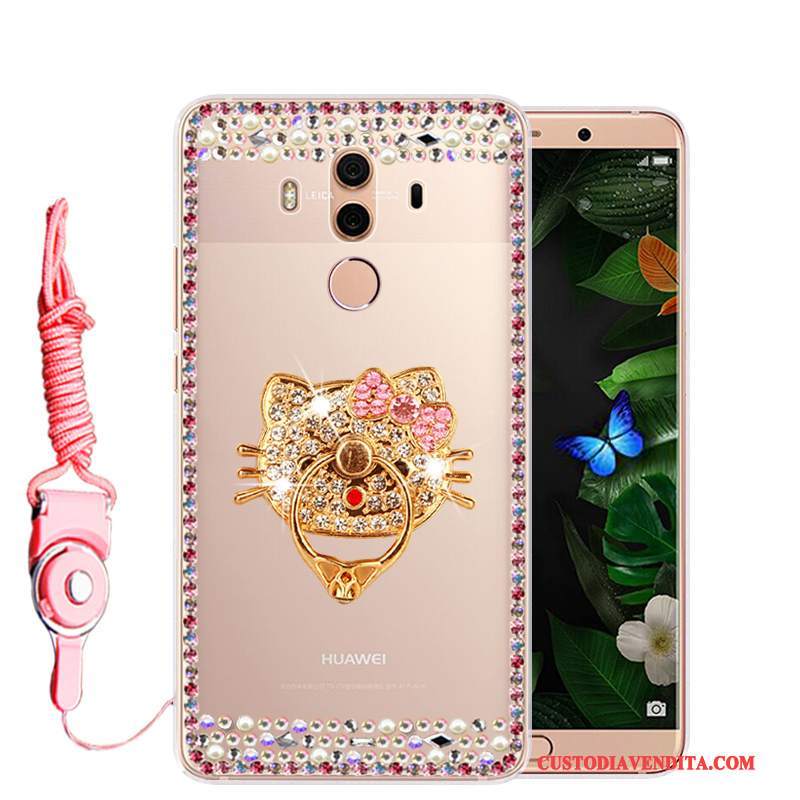 Custodia Huawei Mate 10 Pro Strass Telefono Rosa, Cover Huawei Mate 10 Pro Protezione Morbido Anti-caduta