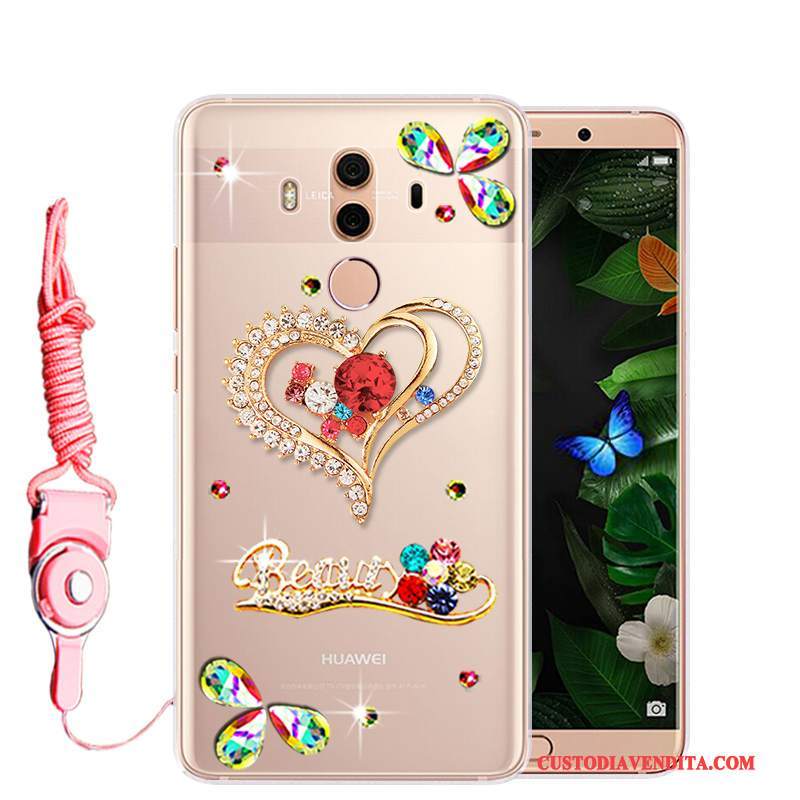 Custodia Huawei Mate 10 Pro Strass Telefono Rosa, Cover Huawei Mate 10 Pro Protezione Morbido Anti-caduta