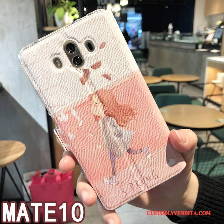 Custodia Huawei Mate 10 Protezione Accessori Dormienza, Cover Huawei Mate 10 Pelle Tendenza Rosa