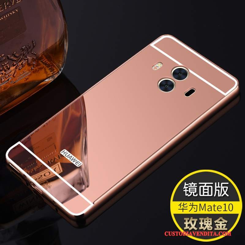 Custodia Huawei Mate 10 Protezione Specchio Rosa, Cover Huawei Mate 10 Tendenza Telaio