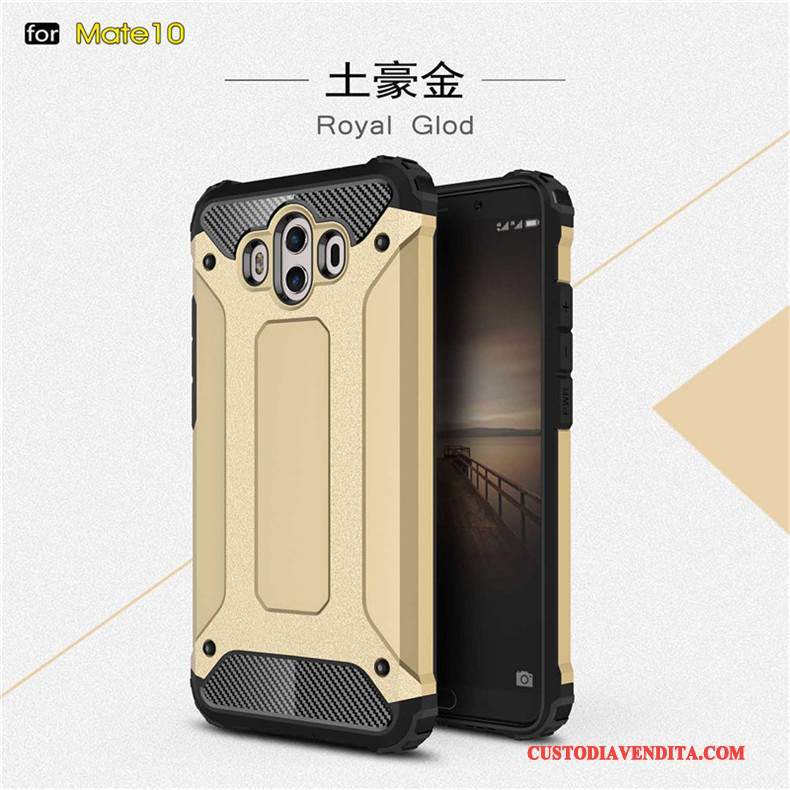 Custodia Huawei Mate 10 Silicone Oro Anti-caduta, Cover Huawei Mate 10 Telefono Metallo