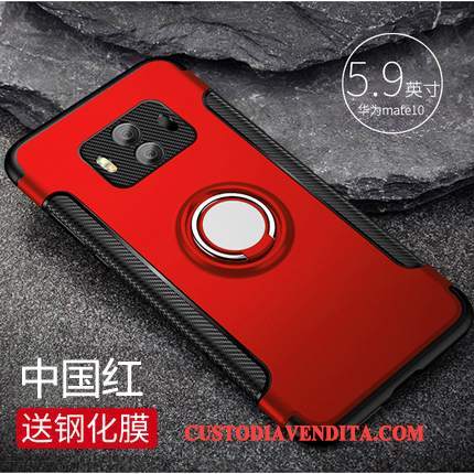 Custodia Huawei Mate 10 Silicone Rosso Ring, Cover Huawei Mate 10 Protezione Tutto Incluso Anti-caduta