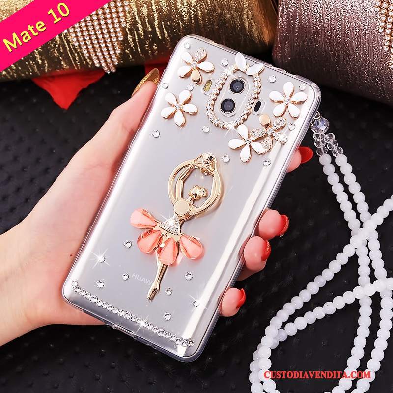 Custodia Huawei Mate 10 Strass Morbido Tutto Incluso, Cover Huawei Mate 10 Silicone Anti-caduta Ornamenti Appesi