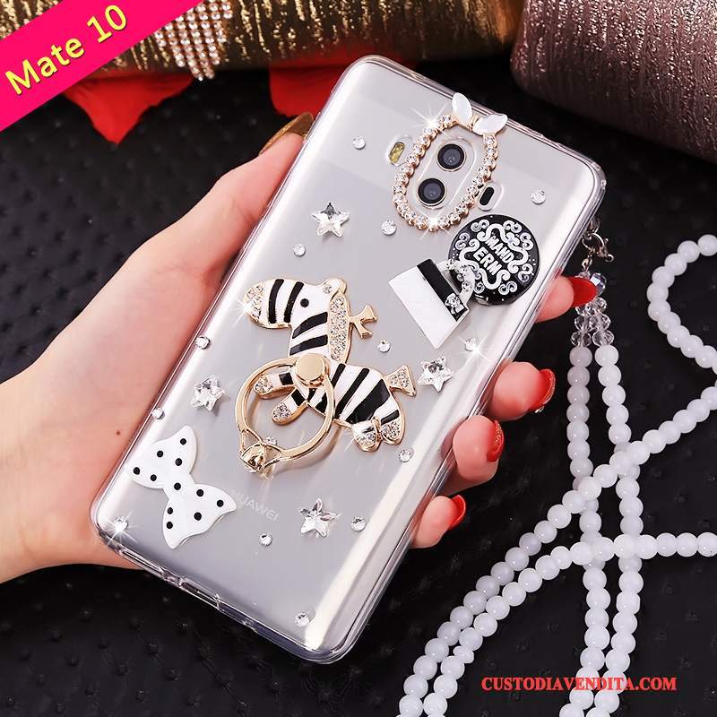 Custodia Huawei Mate 10 Strass Morbido Tutto Incluso, Cover Huawei Mate 10 Silicone Anti-caduta Ornamenti Appesi