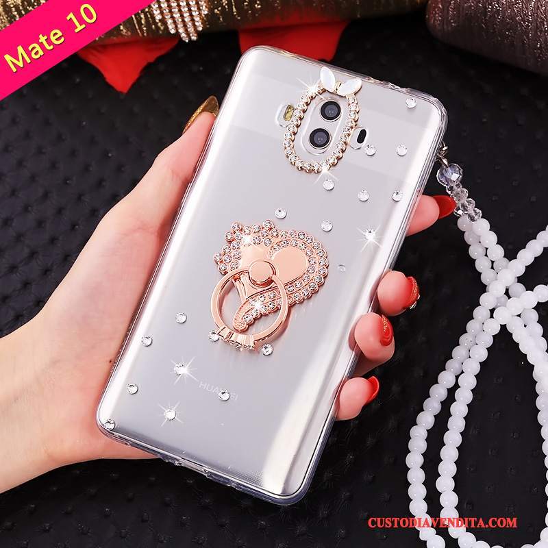 Custodia Huawei Mate 10 Strass Morbido Tutto Incluso, Cover Huawei Mate 10 Silicone Anti-caduta Ornamenti Appesi