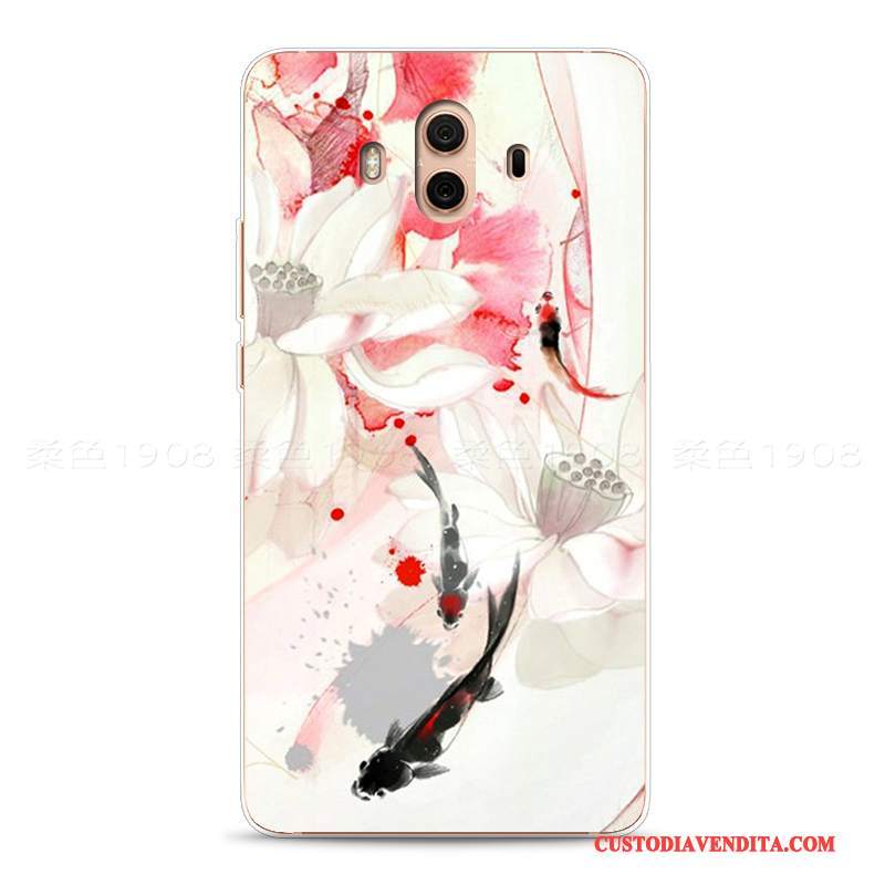 Custodia Huawei Mate 10 Vintage Arte Morbido, Cover Huawei Mate 10 Goffratura Fioritelefono