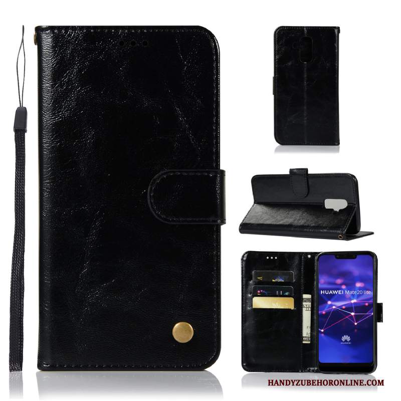 Custodia Huawei Mate 20 Lite Pelle Grigio Anti-caduta, Cover Huawei Mate 20 Lite Portafoglio Carta