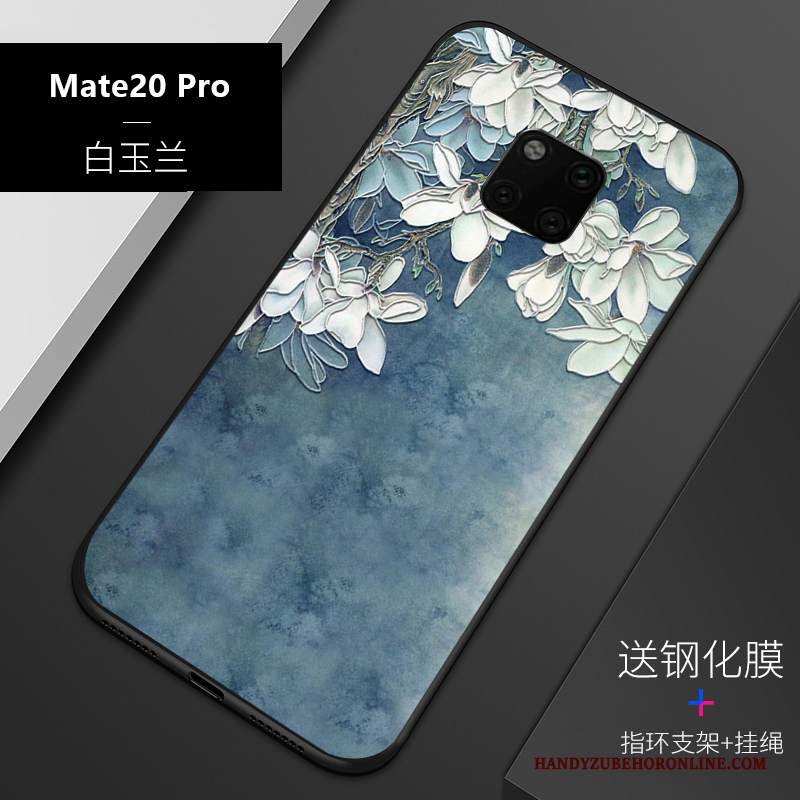 Custodia Huawei Mate 20 Pro Goffratura Tendenza Macchiati, Cover Huawei Mate 20 Pro Silicone Blu Tutto Incluso