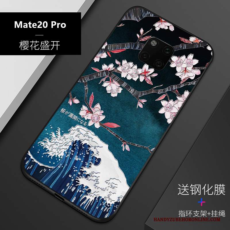 Custodia Huawei Mate 20 Pro Goffratura Tendenza Macchiati, Cover Huawei Mate 20 Pro Silicone Blu Tutto Incluso