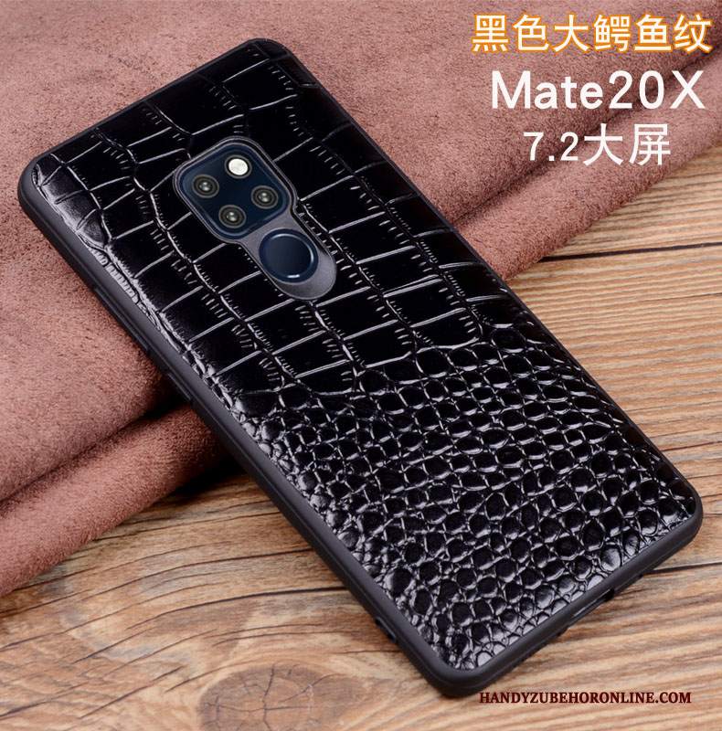 Custodia Huawei Mate 20 X Pelle Nero, Cover Huawei Mate 20 X Protezione