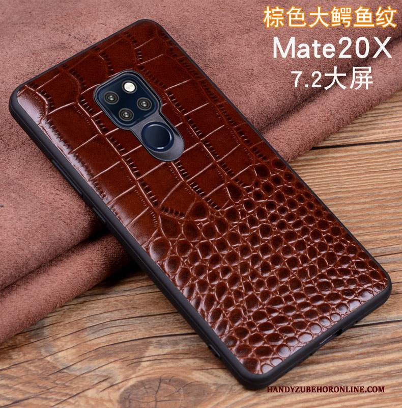 Custodia Huawei Mate 20 X Pelle Nero, Cover Huawei Mate 20 X Protezione