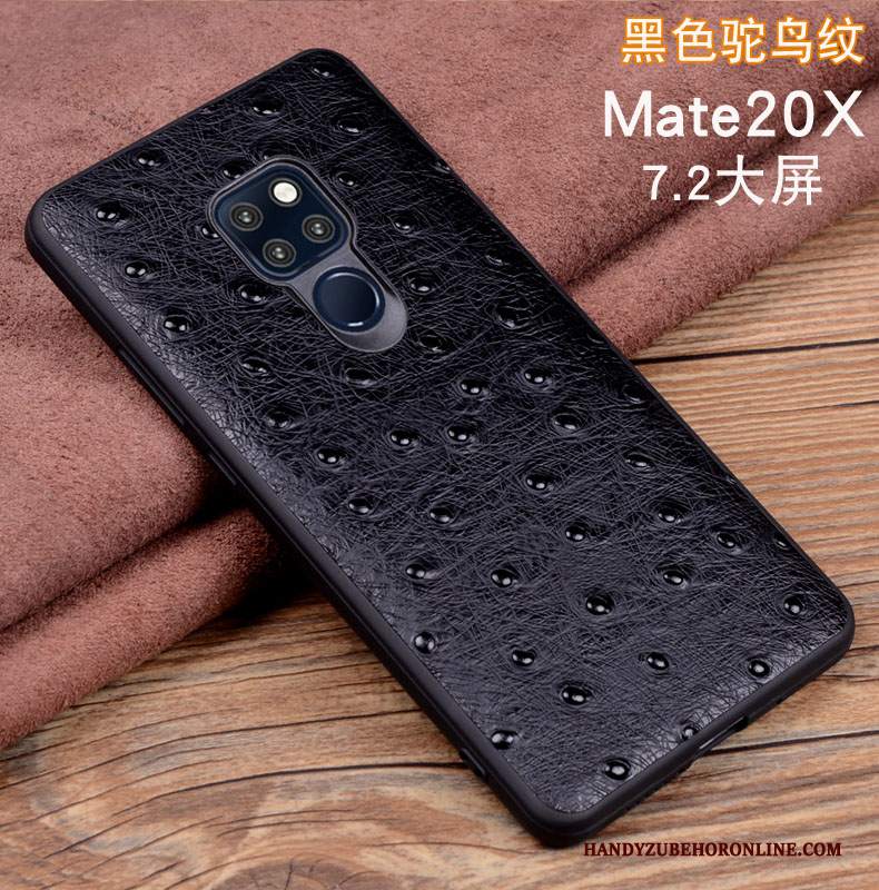 Custodia Huawei Mate 20 X Pelle Nero, Cover Huawei Mate 20 X Protezione