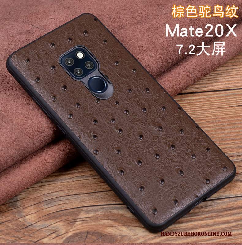 Custodia Huawei Mate 20 X Pelle Nero, Cover Huawei Mate 20 X Protezione