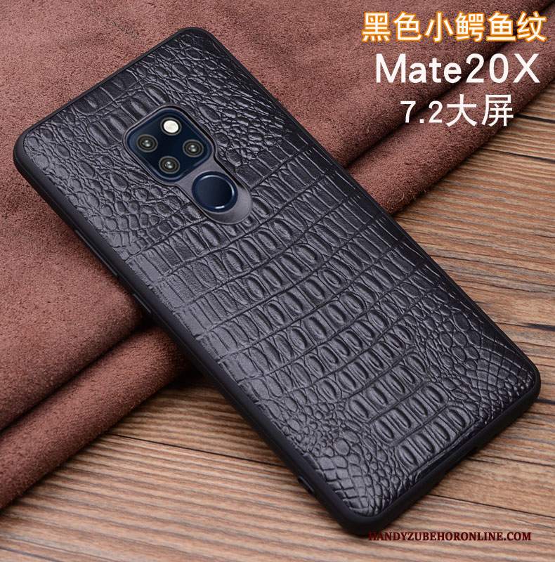 Custodia Huawei Mate 20 X Pelle Nero, Cover Huawei Mate 20 X Protezione