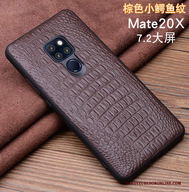 Custodia Huawei Mate 20 X Pelle Nero, Cover Huawei Mate 20 X Protezione