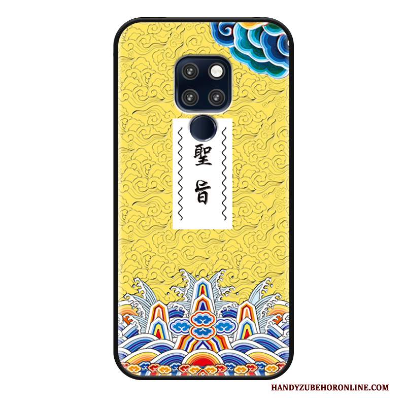 Custodia Huawei Mate 20 X Protezione Anti-cadutatelefono, Cover Huawei Mate 20 X Goffratura Stile Cinese Giallo