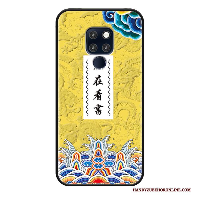 Custodia Huawei Mate 20 X Protezione Anti-cadutatelefono, Cover Huawei Mate 20 X Goffratura Stile Cinese Giallo