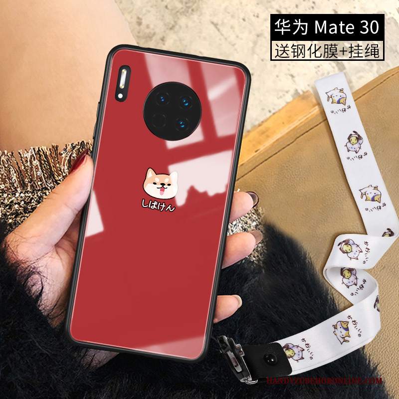 Custodia Huawei Mate 30 Cartone Animato Tempratelefono, Cover Huawei Mate 30 Creativo Vetro Pellicola Protettiva