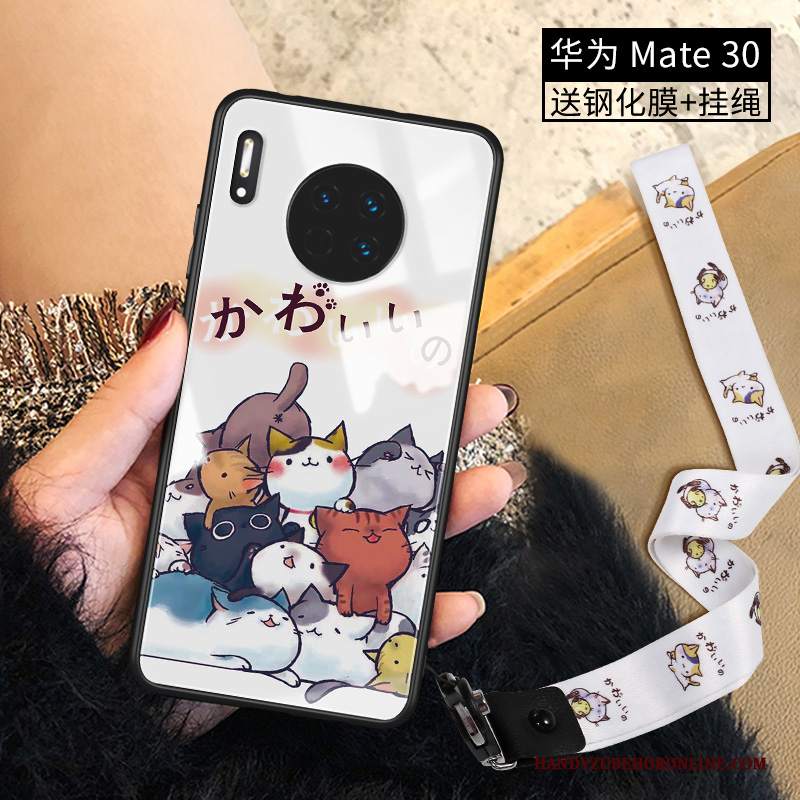 Custodia Huawei Mate 30 Cartone Animato Tempratelefono, Cover Huawei Mate 30 Creativo Vetro Pellicola Protettiva