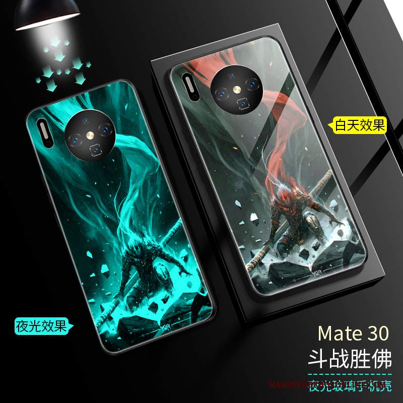 Custodia Huawei Mate 30 Luminoso Nero, Cover Huawei Mate 30 Sottile Vetro