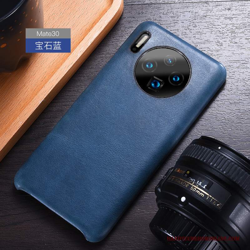 Custodia Huawei Mate 30 Pelle Affari Di Personalità, Cover Huawei Mate 30 Protezione Blu Mucca